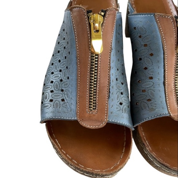 Y2K Leather Platform Clogs | Bonavi Europe La Pinta Wedge Sandals Sz EU40 US10 - Picture 10 of 11